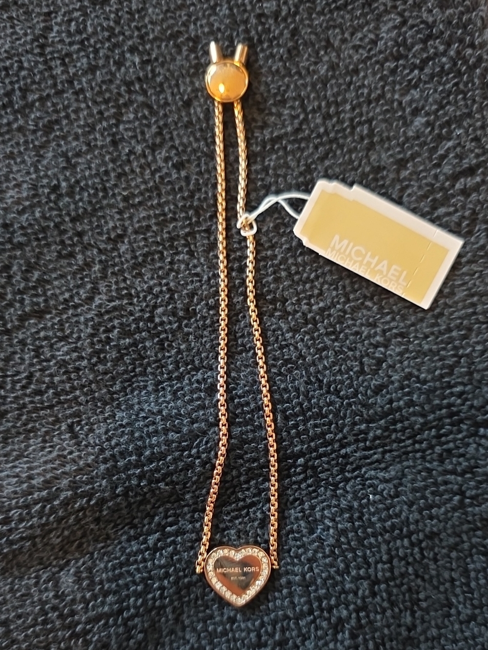 Michael Kors Heritage Rose Gold Crystal Heart Slider Bracelet